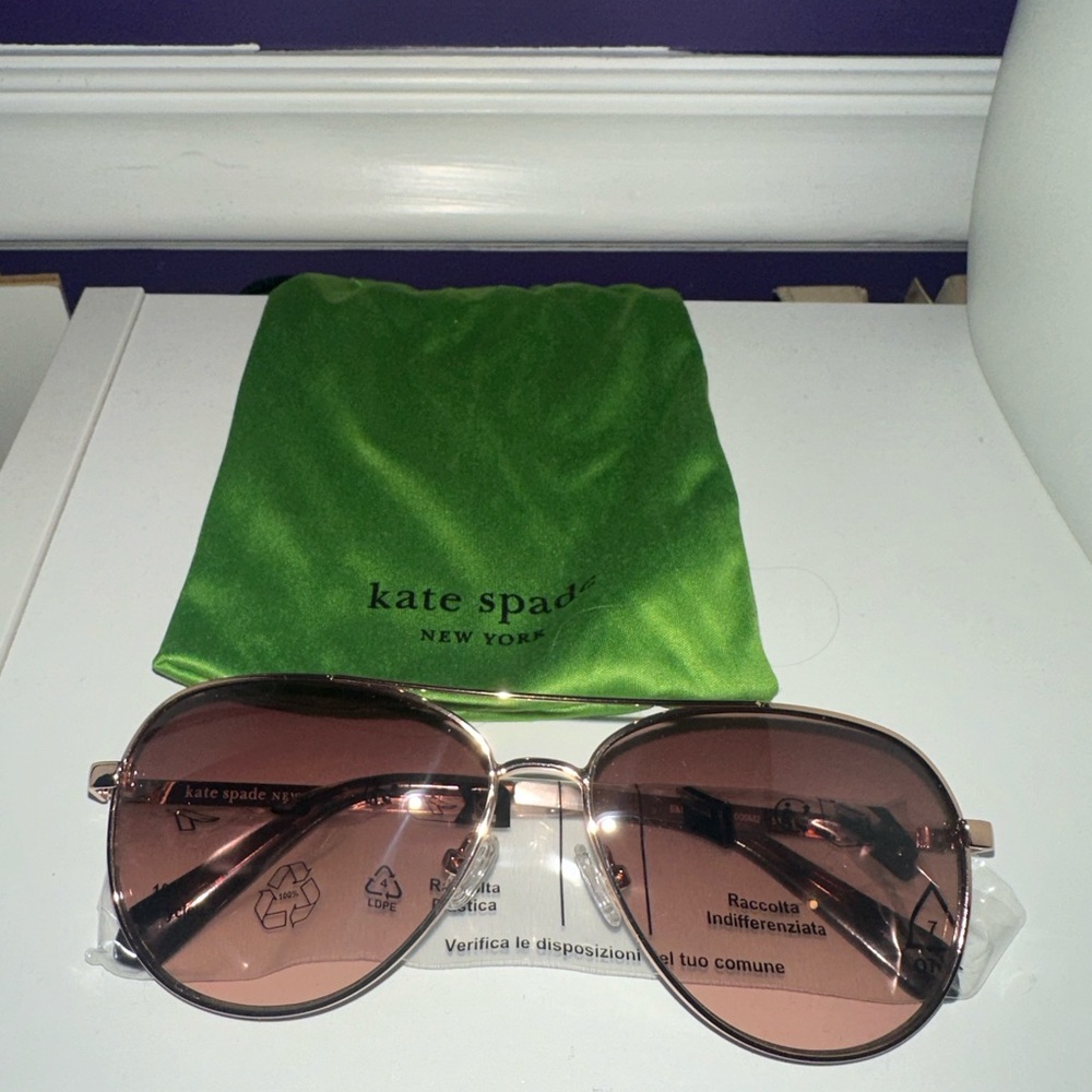 Kate Spade Emmaline Rose Gold Aviator Sunglasses